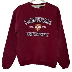 Cambridge University Sweatshirt Crewneck Red Maroon Embroidered Mens XS England